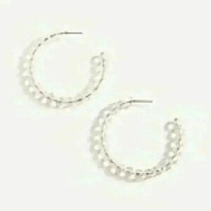 J Crew new Beaded Translucent Hoop Earring Clear